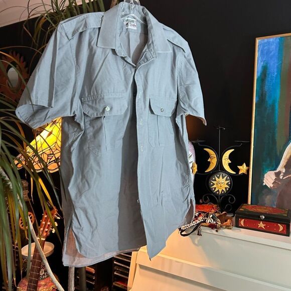 Vintage 80s 90s Men's Casual Gray Button Down Shirt L - Picture 2 of 12